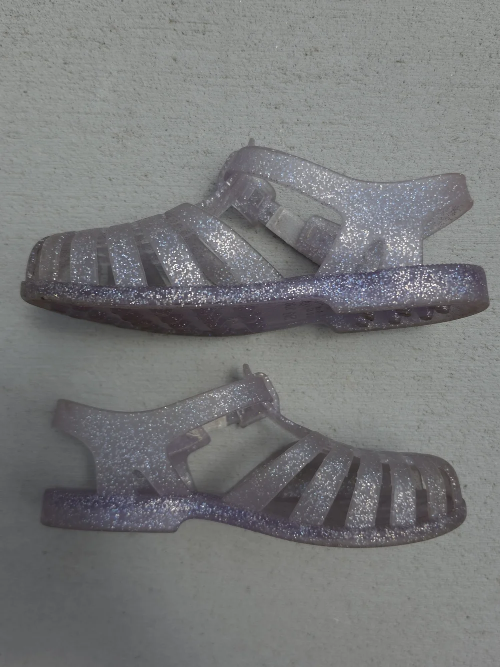 Tucker & Tate Toddler Girl Purple Glitter Jelly Sandals Easy Close Size 11